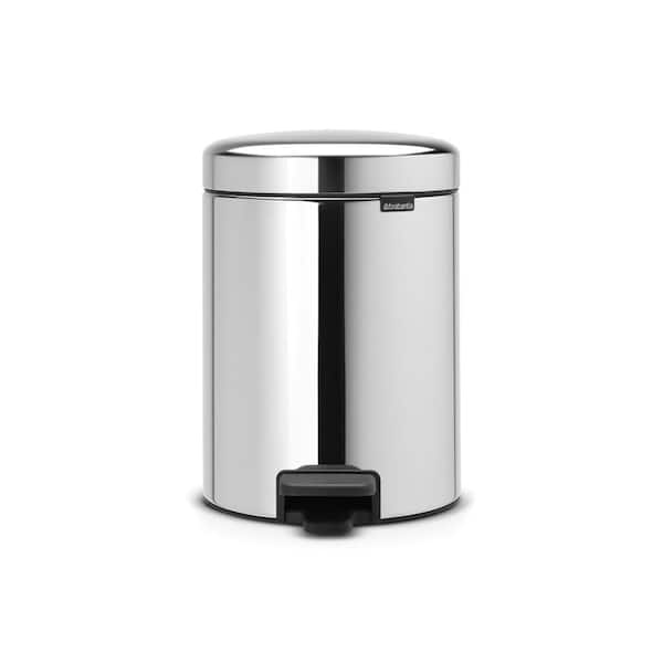 NewIcon 1.3 Gal. Brilliant Steel Step-On Trash Can