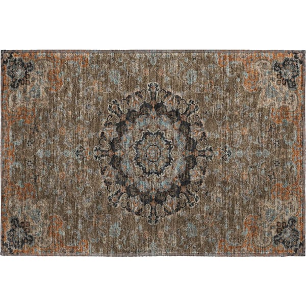 Mayfield Premium Machine Washable Abstract AMF2489 Chocolate 2 ft. x 3 ft. Accent Rug