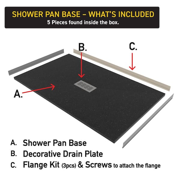 CASTICO 36 in. W x 60 in. L x 1.125 in. H Alcove Solid Composite