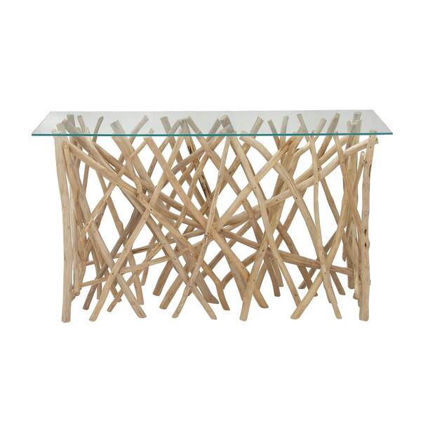 wood branch console table