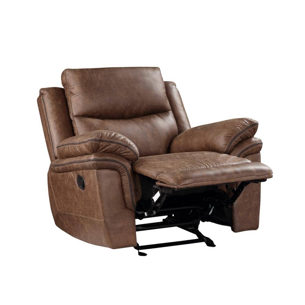 Ryland Brown Microfiber Glider Recliner with Manufactured Wood Frame