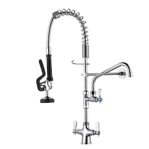 Triple Handle Pull Down Sprayer Kitchen Faucet with Advanced Spray and Pre Rinse Sprayer in Polished Chrome