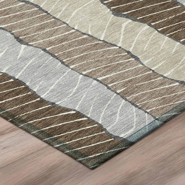 Chantille Machine Washable Indoor/Outdoor Abstract ACN3039 Chocolate 9 ft. x 12 ft. Area Rug
