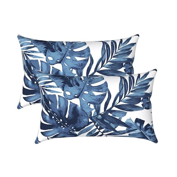 12 x 20 in. Outdoor /Indoor Lumbar Pillows, Pack of 2, Palm Blue