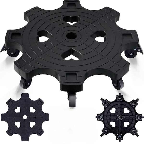 20 in. Black Metal Heart Shaped Indoor/Outdoor Plant Caddy Dolly with Rolling Casters Heavy Duty Planter Stand (1-Pack)