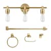 Globe Electric Alexandria 5-Piece Metal Bathroom Set, Matte Brass, 3-Light  Vanity Light, Towel Bar, Towel Ring, Robe Hook, Toilet Paper Holder, 51563  