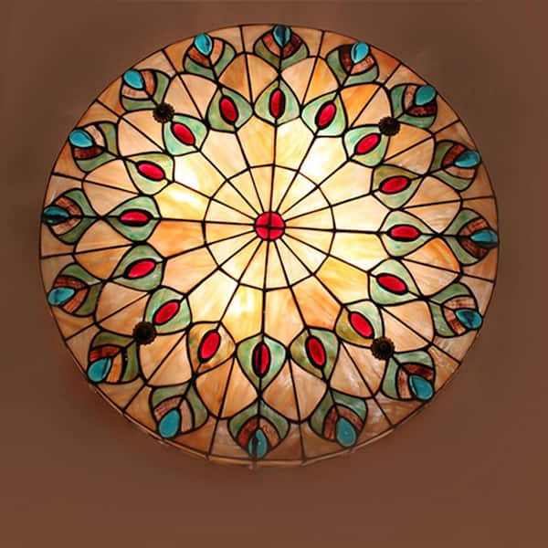 OUKANING 23 in. 1-Light Elegant Retro Indoor Colorful