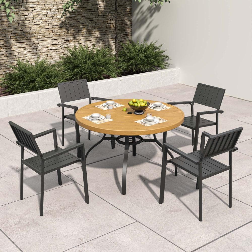 5-Piece Metal Outdoor Dining Set with Umbrella Hole price history on PriceWatchPro