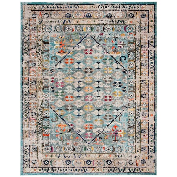 SAFAVIEH Monaco Blue/Light Gray 8 ft. x 10 ft. Border Area Rug