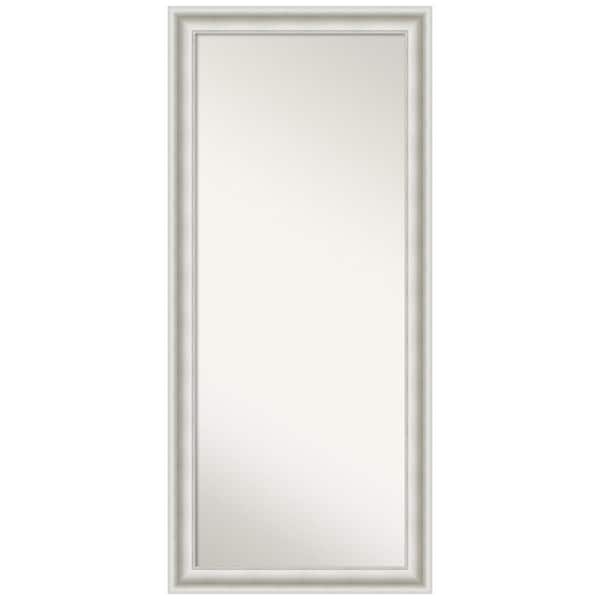 Parlor 29.50 in. x 65.50 in. Modern Rectangle Framed White Floor Leaning Mirror