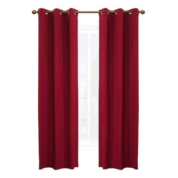 THERMALOGIC Weathermate Grommet Burgundy Cotton Smooth 80 in. W x 84 in. L Grommet Indoor Room Darkening Curtain (Double Panels)