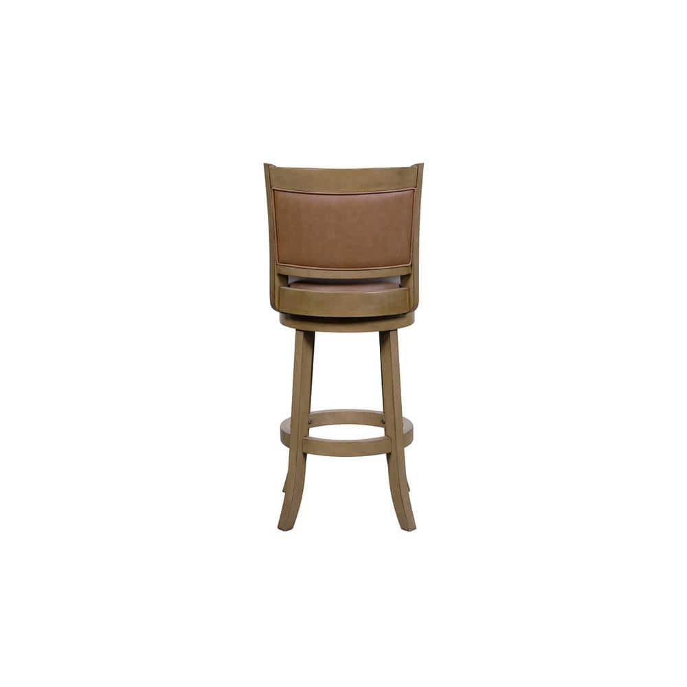 Caramel Faux Leather and Wood Swivel Counter Stool