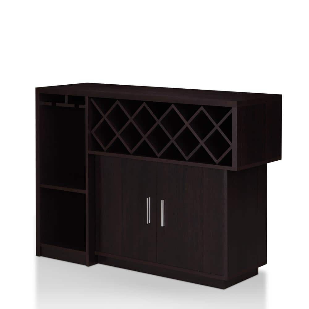 Three-quarter view of the Vosso Espresso Wine Cabinet