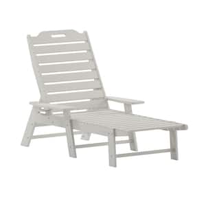 Monterey White Reclining Plastic Outdoor Chaise Lounge Chairs in White (Set of 2)