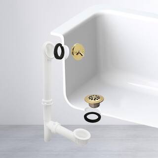 Westbrass Kit Tubo Di Scarico E Troppopieno Per Vasca | Bianco Con Piastra E Tappo Cromo | 1-1/2" X 35.6 Cm