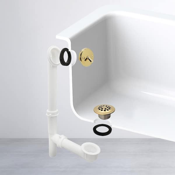 Westbrass Kit Tubo Di Scarico E Troppopieno Per Vasca | Bianco Con Piastra E Tappo Cromo | 1-1/2" X 35.6 Cm