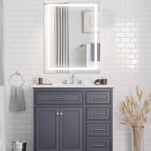 24 in. W x 32 in. H Frameless Rectangular Anti-Fog Wall-Mounted LED Light Bathroom Vanity Mirror