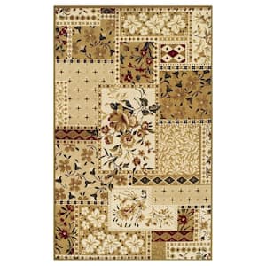 Traditional Rustic Beige 2 ft. x 3 ft. Flower Patch Polypropylene Area Rug