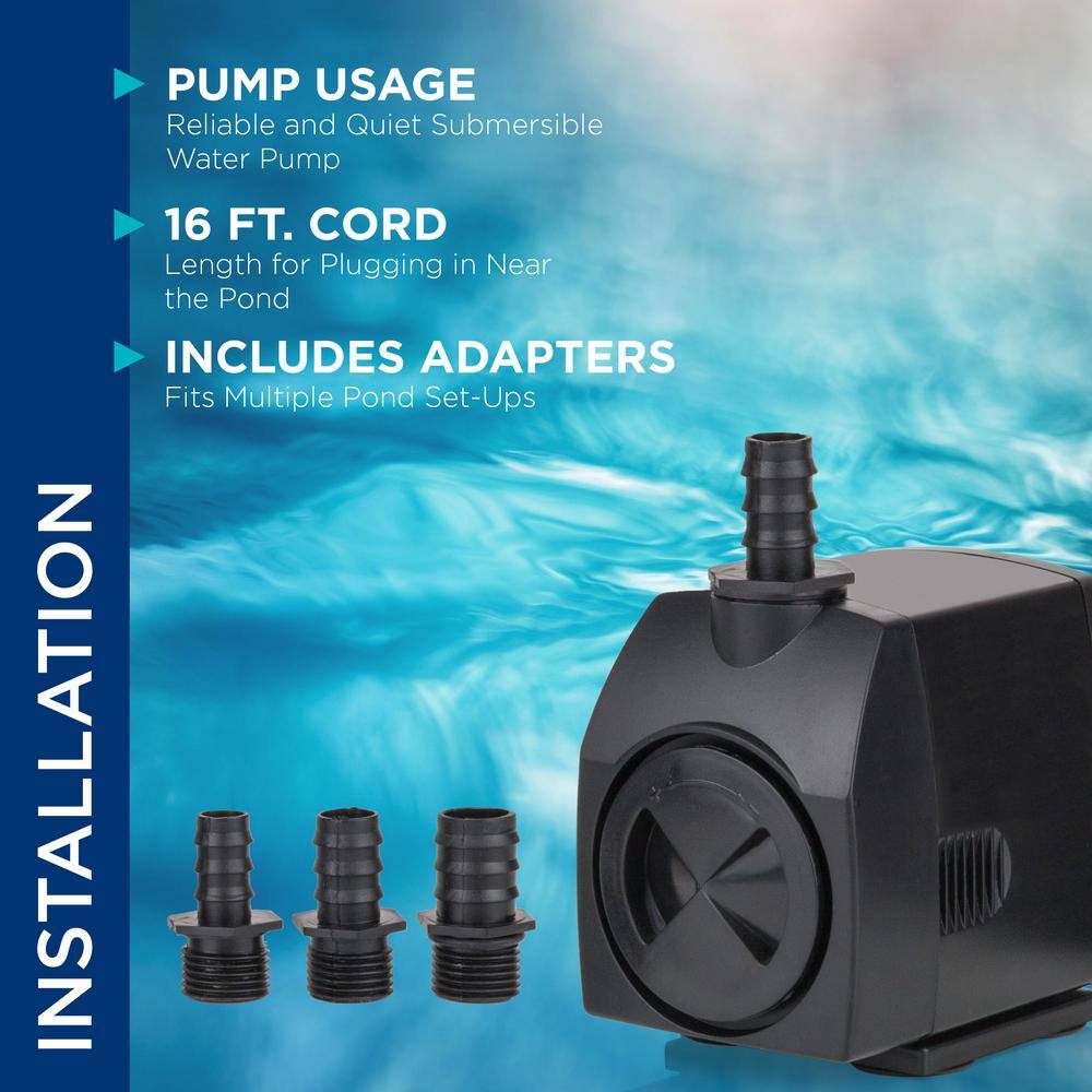 Black Submersible 400 GPH Fountain Stream Pump