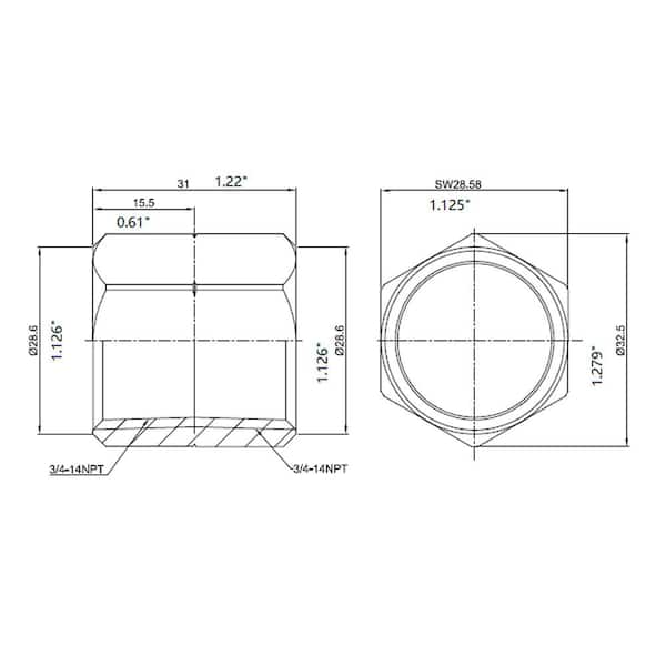 3/4 in. FIP Brass Coupling Fitting