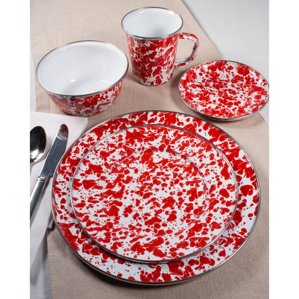 Red Swirl Ceramic Nesting Bowls with Lids, Set of 3