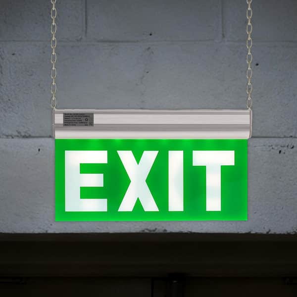 Emeritpro 3-Watt Integrated LED Green Acrylic/Aluminum Emergency