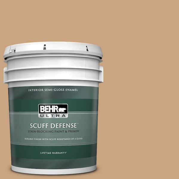 BEHR ULTRA 5 gal. #S260-4 Pelican Tan Extra Durable Semi-Gloss Enamel Interior Paint & Primer