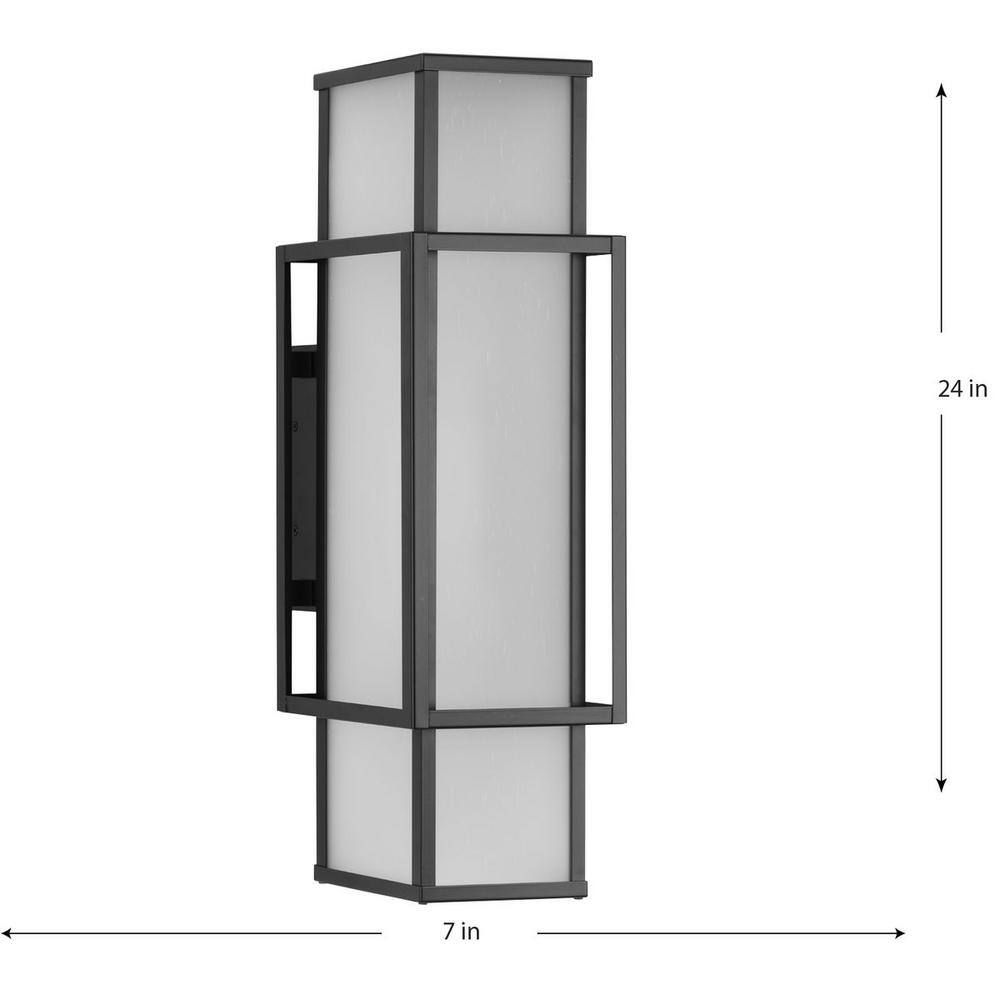 Matte Black Steel 24" Outdoor Wall Lantern with Etched Glass