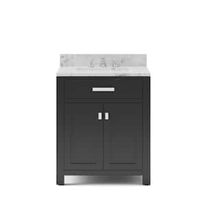 30 in. Vanity in Espresso with Marble Vanity Top in Carrara White