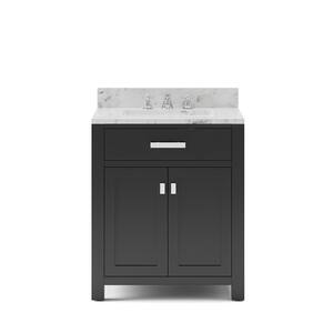 30 in. W x 21 in. D Vanity in Espresso with Marble Vanity Top in Carrara White and Chrome Faucet