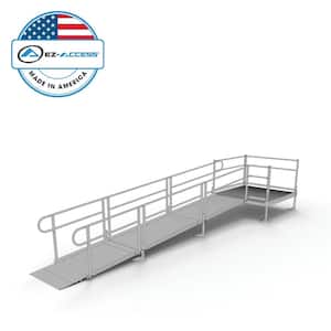 PATHWAY 16 ft. Straight Aluminum Wheelchair Ramp Kit with Solid Surface Tread, 2-Line Handrails and 5 ft. Top Platform