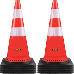 30 in. Traffic Cones PVC Orange Safety Cone with Reflective Collars and Weighted Base for Traffic Control (8-Pack)