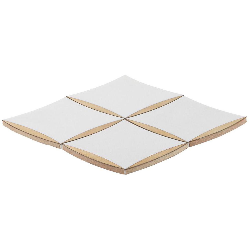 Verity 12" x 12" Polished White and Gold Marble Mosaic Tile