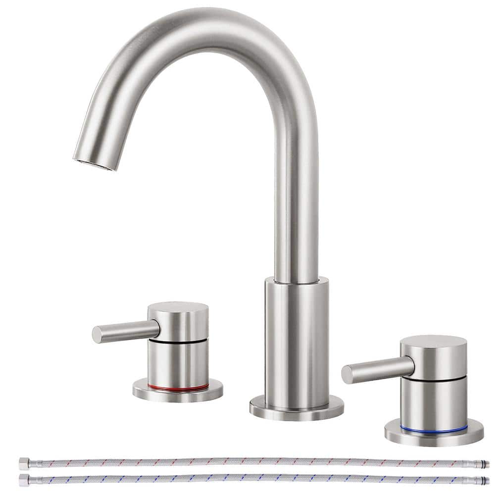 8 in. Widespread 2-Handle High Arc Bathroom Faucet and 360-Degree Swivel Sp