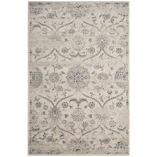 SAFAVIEH Carnegie Cream/Light Gray 7 ft. x 9 ft. Floral Area Rug