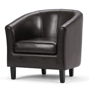 Austin 30 in. Wide Contemporary Tub Chair in Brown Faux Leather