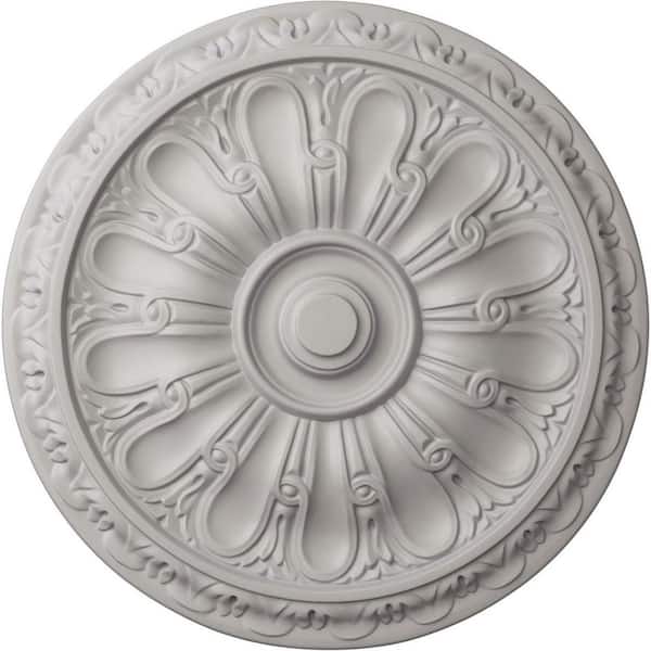 Ekena Millwork 15-3/4 in. x 5/8 in. Kirke Urethane Ceiling Medallion (Fits Canopies upto 3-3/4 in.), Ultra Pure White