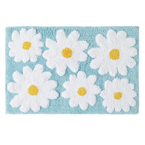 Fun Daisies 20 in. x 32 in. Multi-Colored Floral Cotton Rectangular Bath Mat