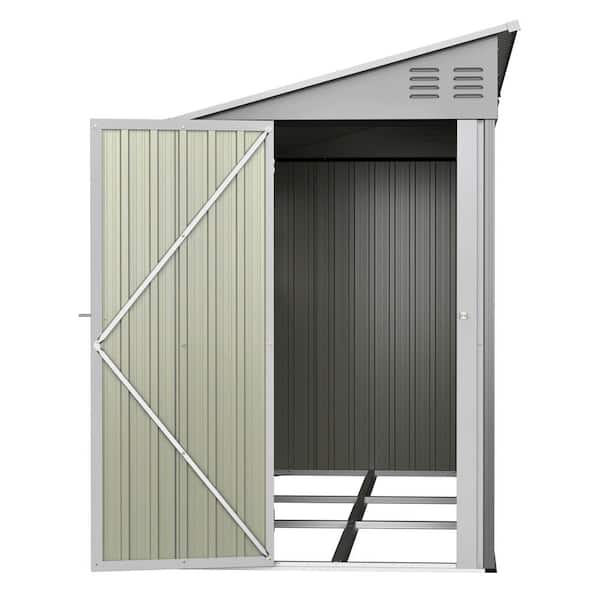 4 ft. W x 10 ft. D Gray Metal Storage Lean-To Shed with Windows(34 sq. ft. )