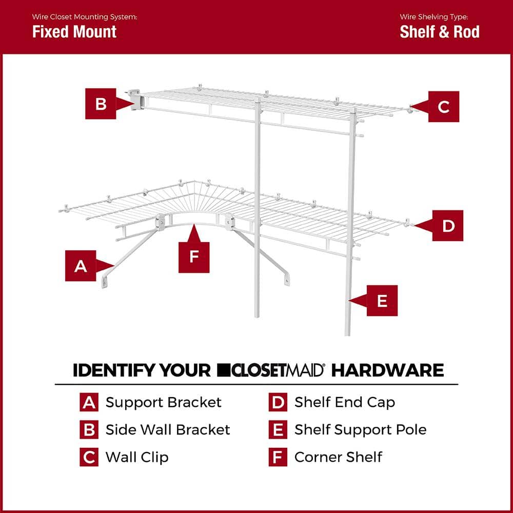 Closetmaid White Steel 85-Inch Shelf Support Pole
