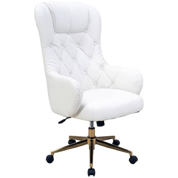 Hanover Savannah White High Back Tufted Fabric Office, Desk or Task Chair  with Wheels and Gas Lift HOC0019 - The Home Depot