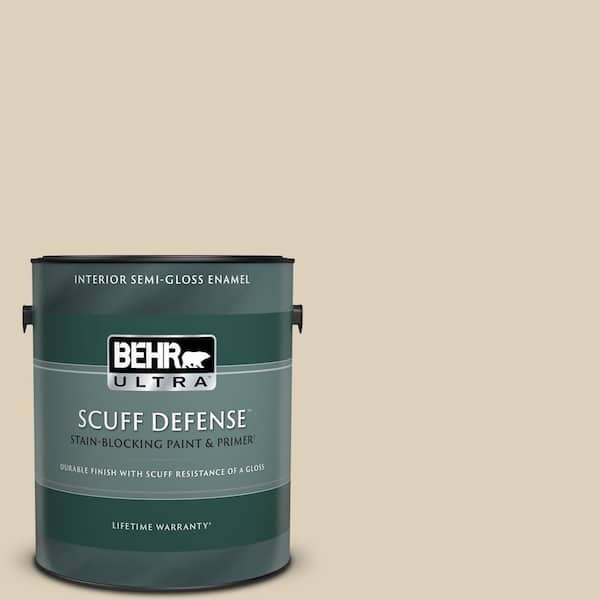 BEHR ULTRA 1 gal. #BWC-26 Stucco Tan Extra Durable Semi-Gloss Enamel Interior Paint & Primer
