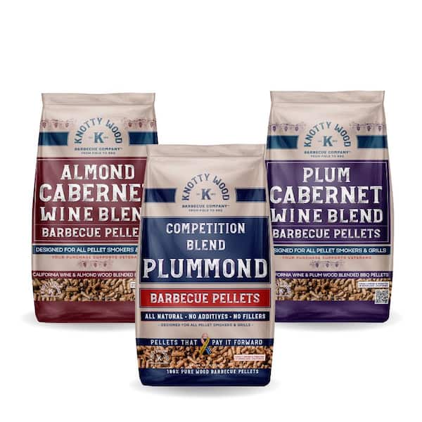 KNOTTY WOOD BARBECUE COMPANY 20 lbs. 100% Ultimate Knotty Wood BBQ Competition Blends Almond Wood Pellets (3-Pack)