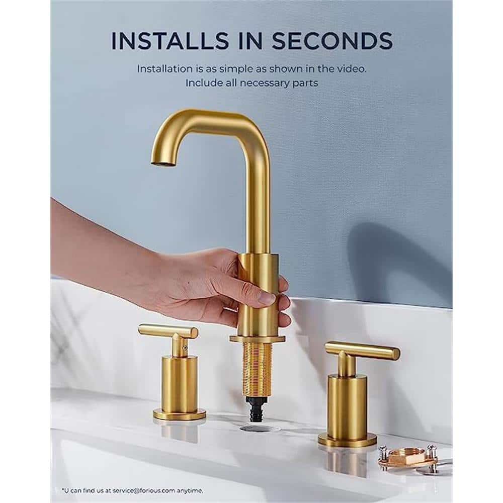 Brushed Gold Brass 8-Inch 2-Handle Bathroom Faucet Set