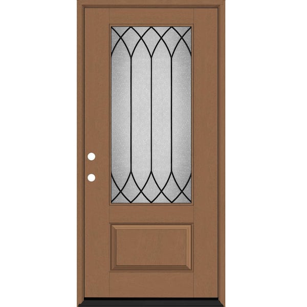 Steves & Sons Regency 36 in. x 80 in. 3/4Lite Spire Decorative Glass RHIS AutumnWheat Stained Fiberglass Prehung Front Door