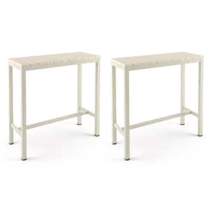 Humphrey 39 in. Cream Plastic HDPS Outdoor Bar Table Patio Waterproof Pub Height Dining Table For Balcony Indoor 2-pack