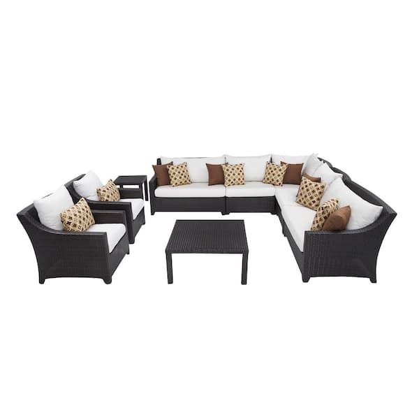 RST BRANDS Deco 9-Piece Wicker Patio Conversation Set with Sunbrella Moroccan Cushions