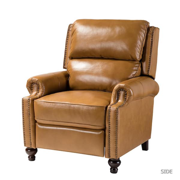 Wood Base Rclb0171 Camel, Real Leather Recliners
