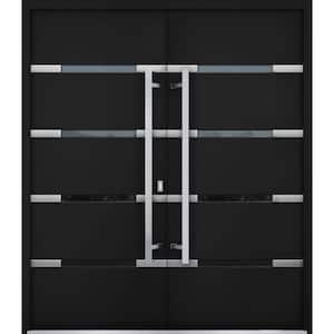 1105 72 in. x 80 in. Left-Hand/Inswing Clear Glass Black Enamel Steel Prehung Front Door with Hardware