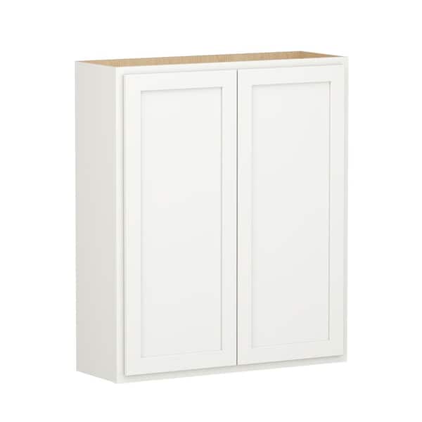 SIMPLY WOODMARK PRO Shaker Partial Overlay 36 in. W x 12 in. D x 42 in. H Plywood Assembled Wall Kitchen Cabinet in Linen White